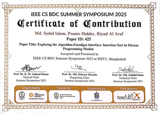 Publication of extended abstracts at IEEE symposium at HSTU