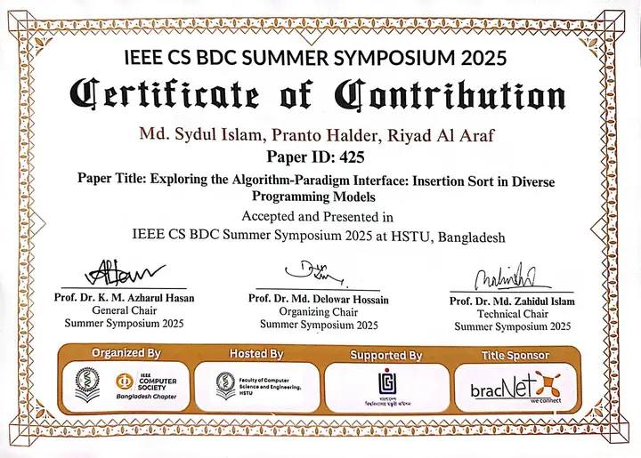 Publication of extended abstracts at IEEE symposium at HSTU
